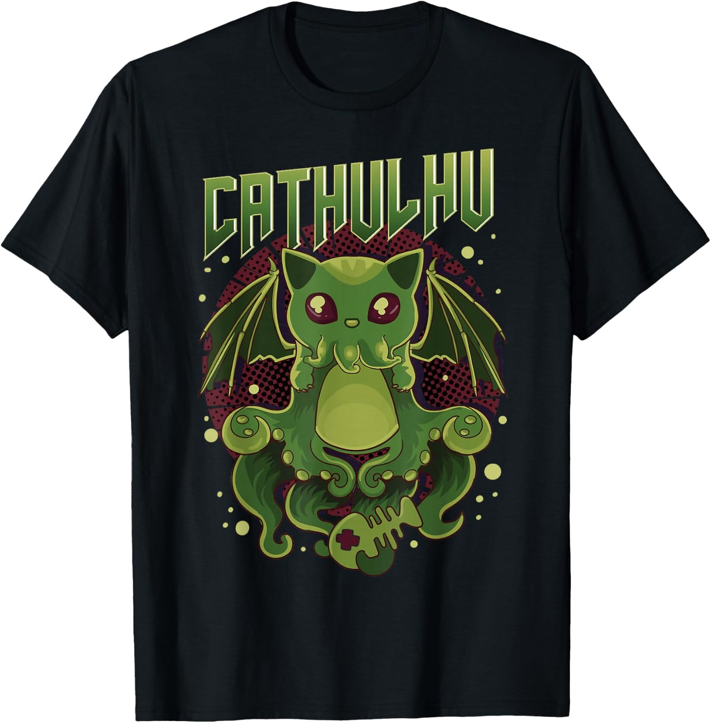 Cute & Funny Cathulhu Kawaii Cat Cthulhu T-Shirt - T-Shirt | Black