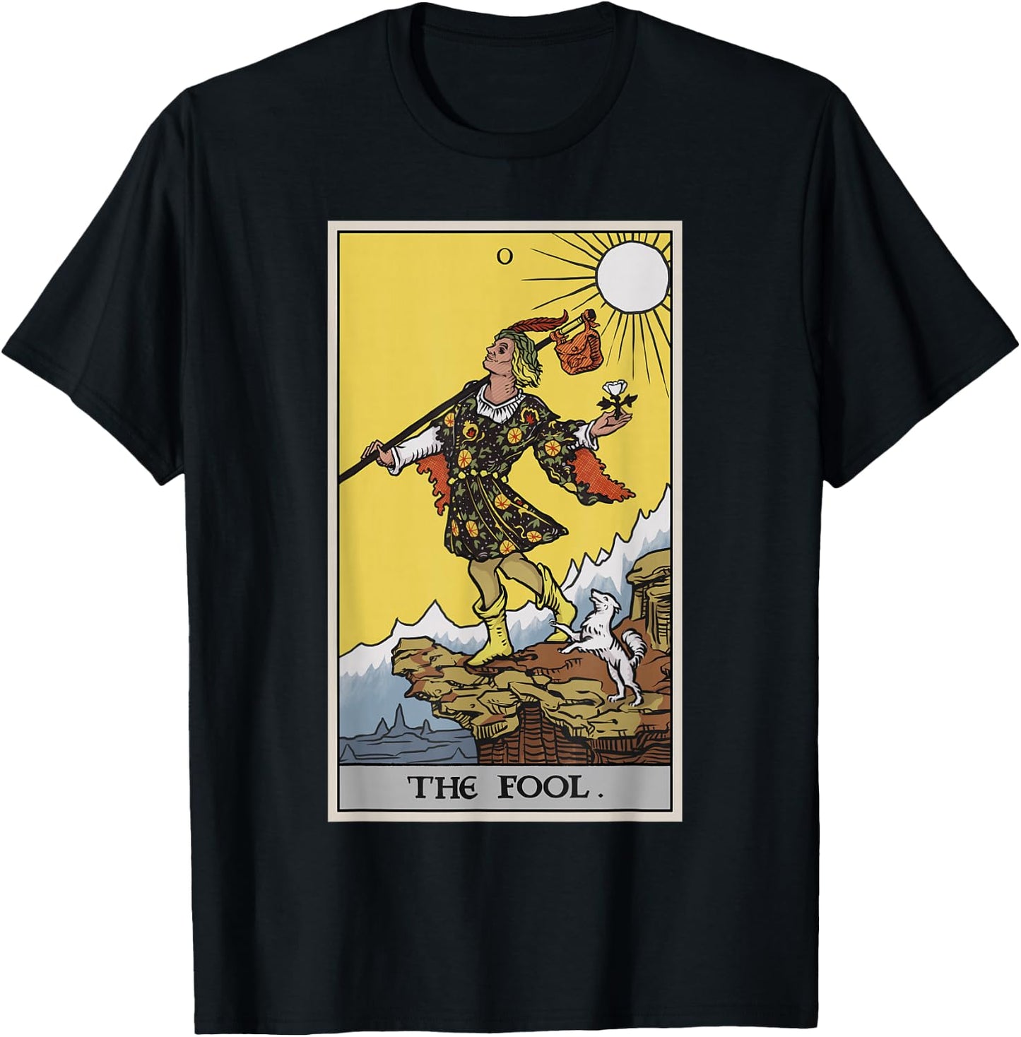 The Fool Tarot Card Pagan Witch Occult Fortune Divination T-Shirt - T-Shirt | Black