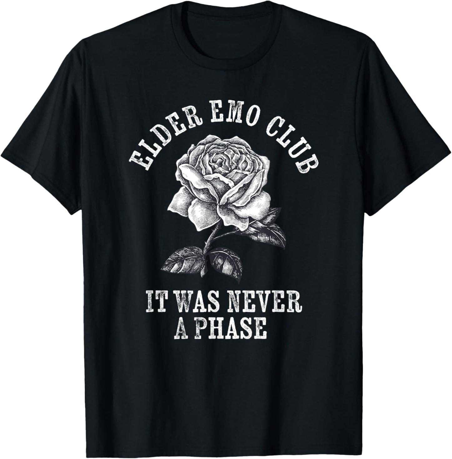 Elder Emo Club It Was Never A Phase Funny Emo Goth Punk T-Shirt - T-Shirt | Black