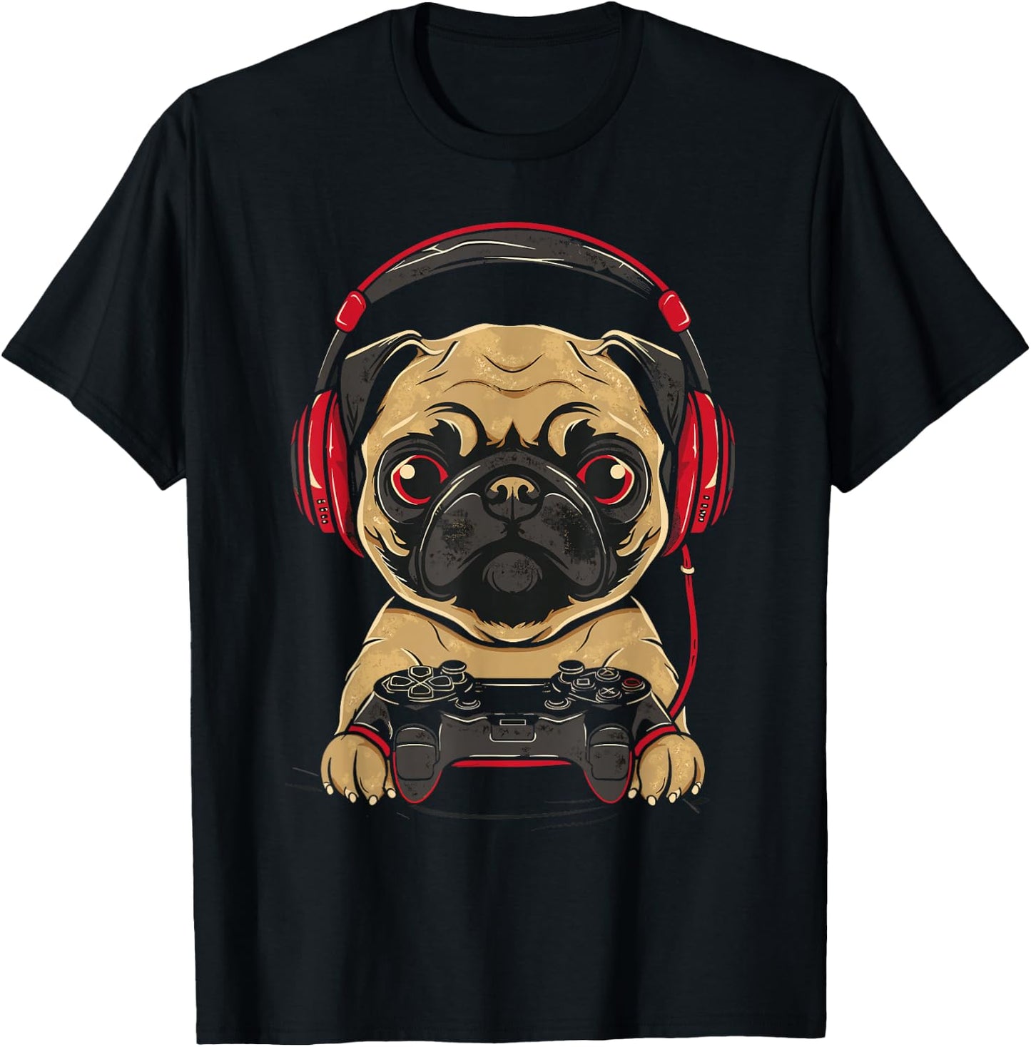 Gamer Pug Gaming Pugs Video Game Dog Lover For Boys Girls T-Shirt - T-Shirt | Black