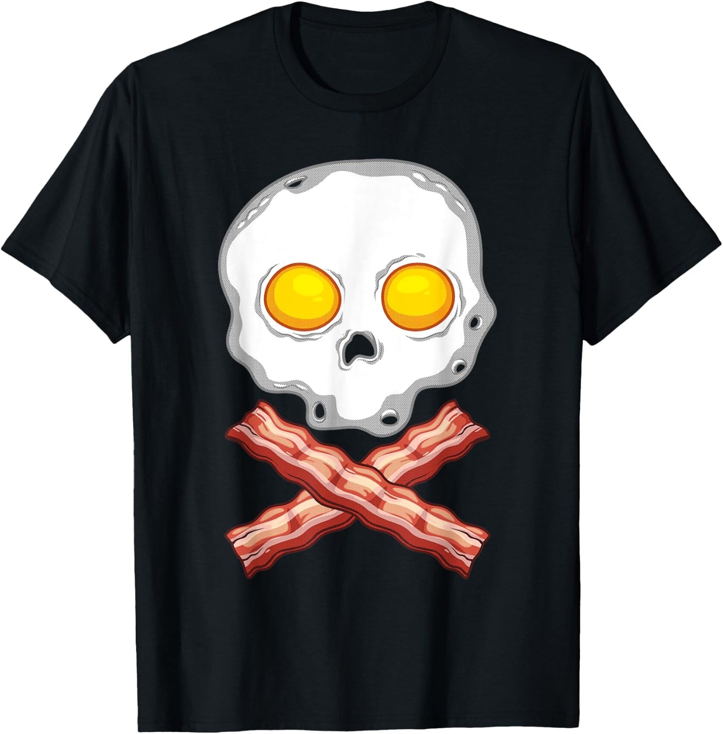 Funny Bacon & Eggs Skull Gift Men Women Kid Crossbones Lover T-Shirt - T-Shirt | Black