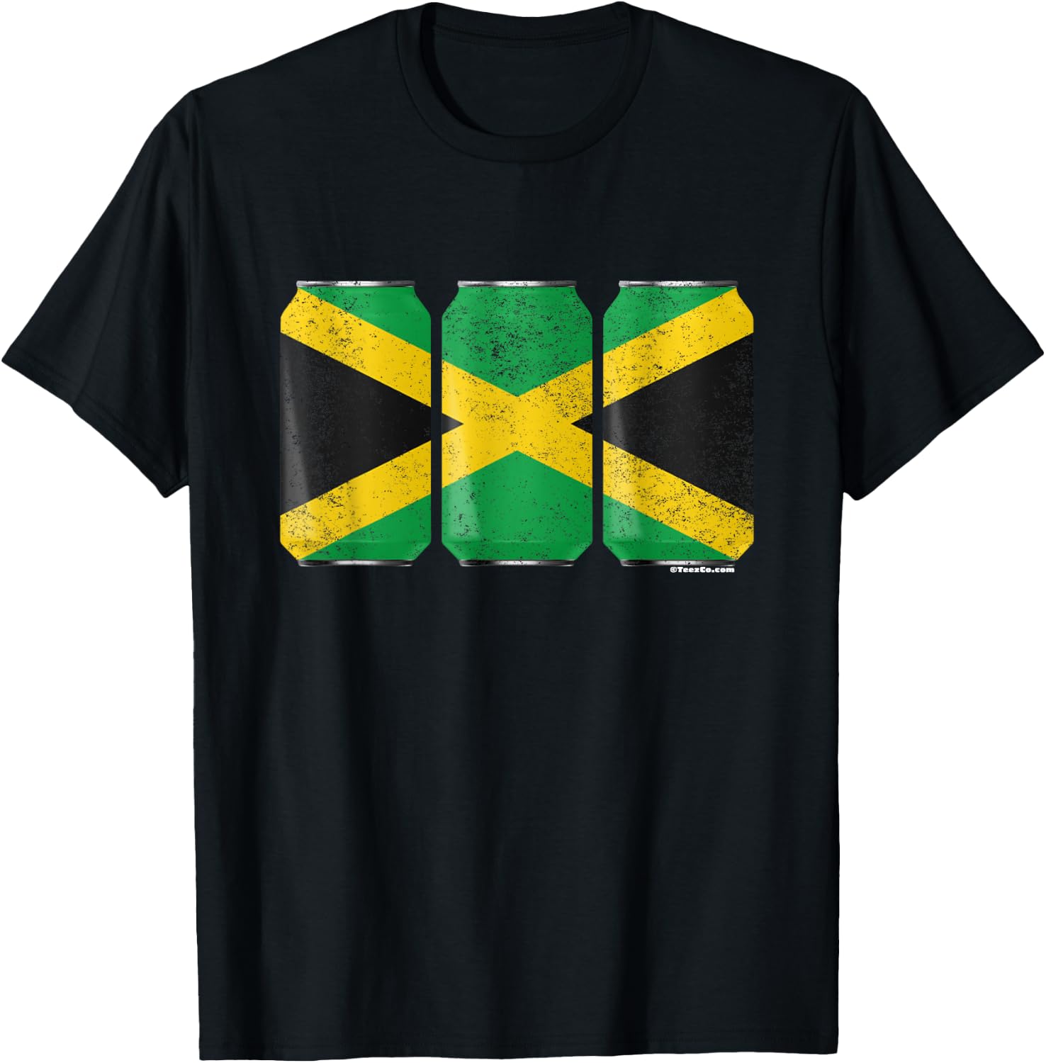 Cool Graphic Beer Cans Jamaica Flag T-Shirt - T-Shirt | Black