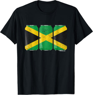 Cool Graphic Beer Cans Jamaica Flag T-Shirt - T-Shirt | Black