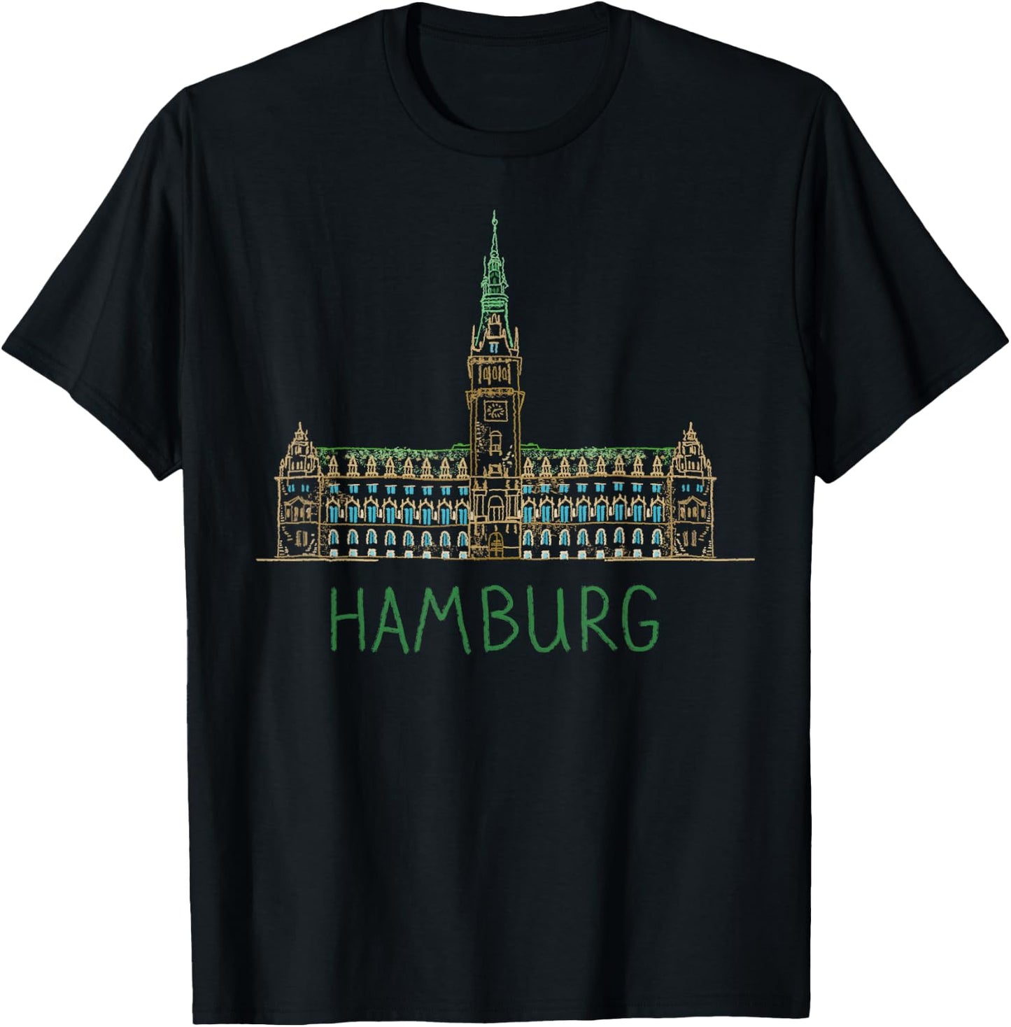 Hamburg Germany Art Gift Men Women T-Shirt - T-Shirt | Black