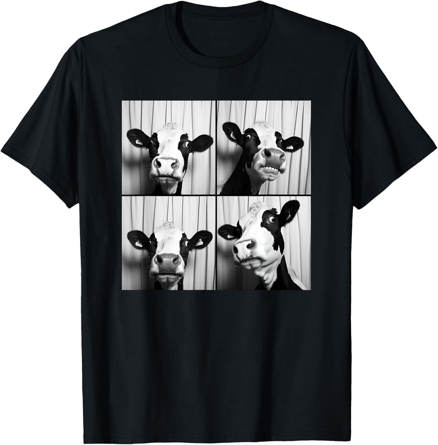 Cow Face Portrait Quirky Farmyard Farmer Funny Farm Animal T-Shirt - T-Shirt | Black