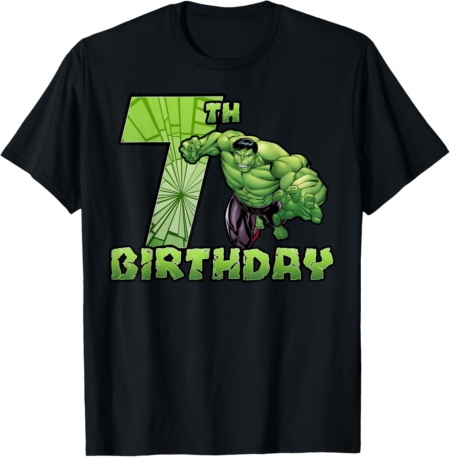 Marvel Avengers Hulk Smash 7th Birthday T-Shirt - T-Shirt | Black