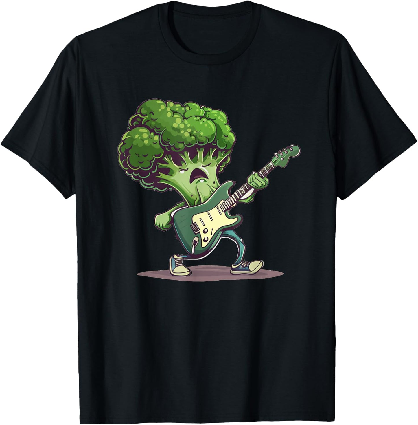 Guitar Broccoli Costume for funny Boys and Girls T-Shirt - T-Shirt | Black