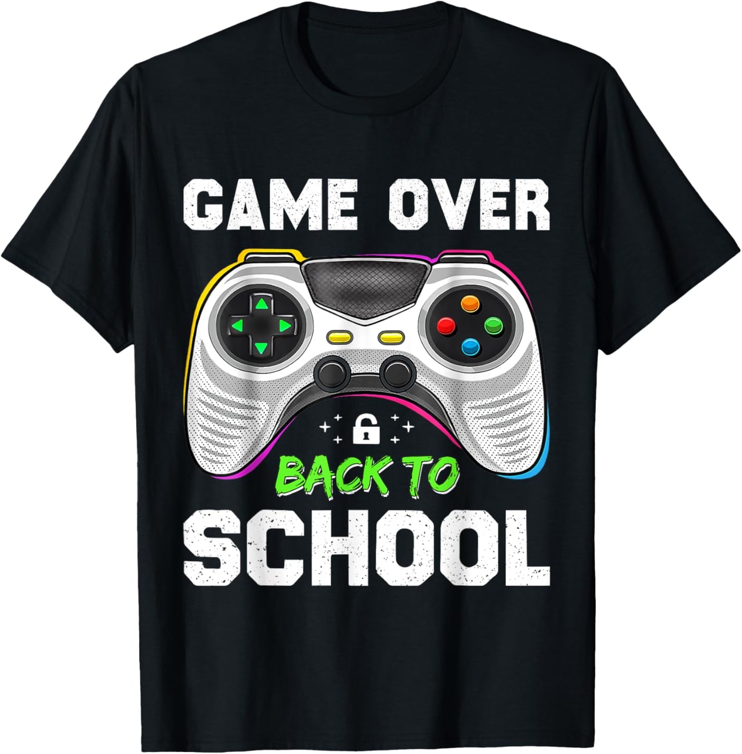 Back To School Game Over Back To School Men Boy Kids Funny T-Shirt - T-Shirt | Black