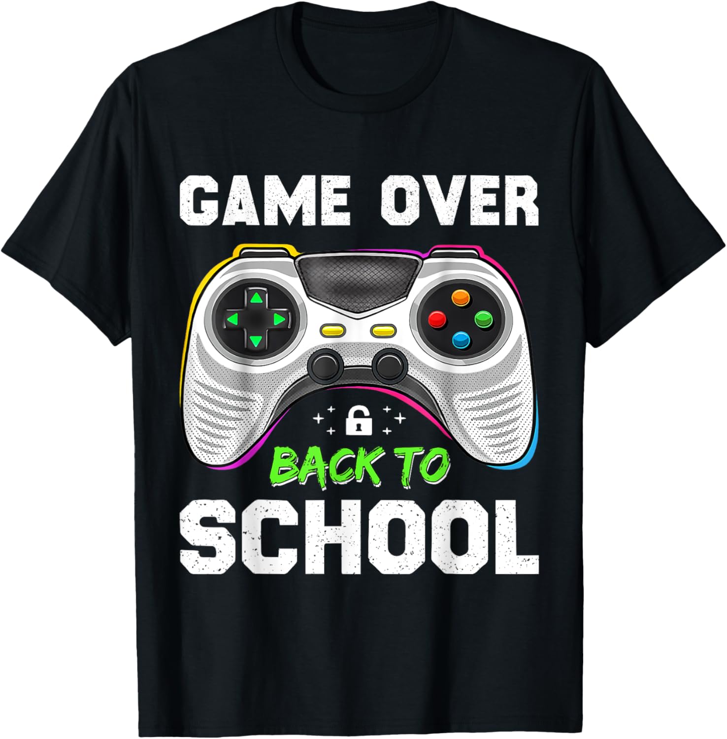 Back To School Game Over Back To School Men Boy Kids Funny T-Shirt - T-Shirt | Black
