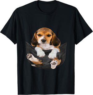 Dog Lovers Gifts Beagle In Pocket Funny Dog Face T-Shirt - T-Shirt | Black