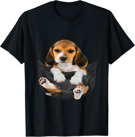 Dog Lovers Gifts Beagle In Pocket Funny Dog Face T-Shirt - T-Shirt | Black