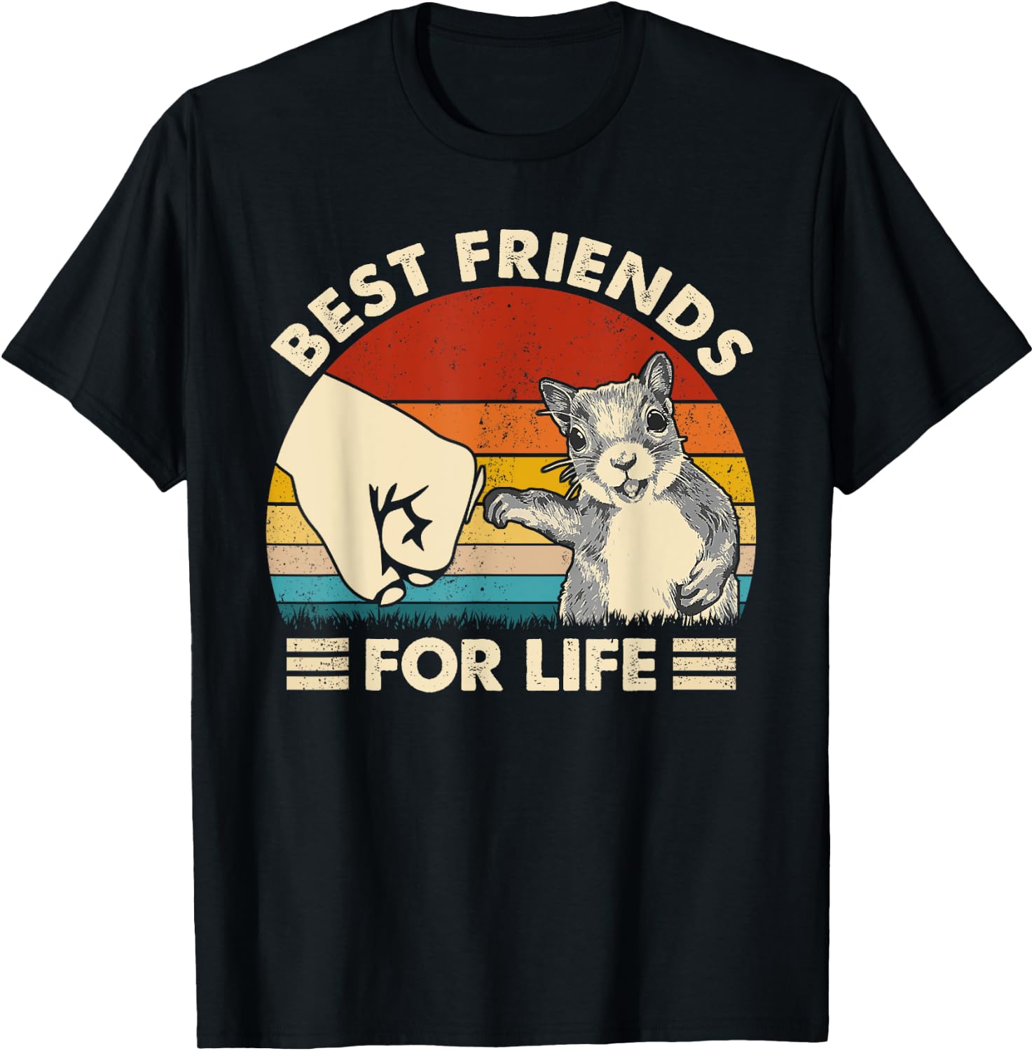 Retro Vintage Squirrel Best Friend For Life Fist Bump T-Shirt - T-Shirt | Black