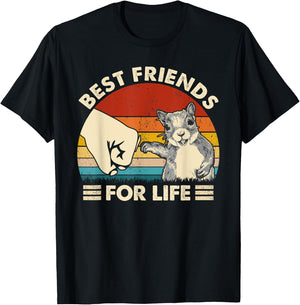Retro Vintage Squirrel Best Friend For Life Fist Bump T-Shirt - T-Shirt | Black