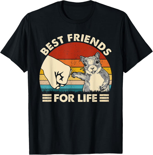 Retro Vintage Squirrel Best Friend For Life Fist Bump T-Shirt - T-Shirt | Black