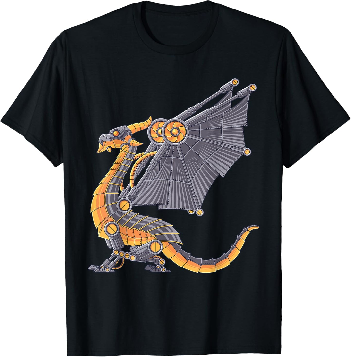 Steampunk Dragon Mechanical Gears Fantasy Industrial Goth T-Shirt - T-Shirt | Black
