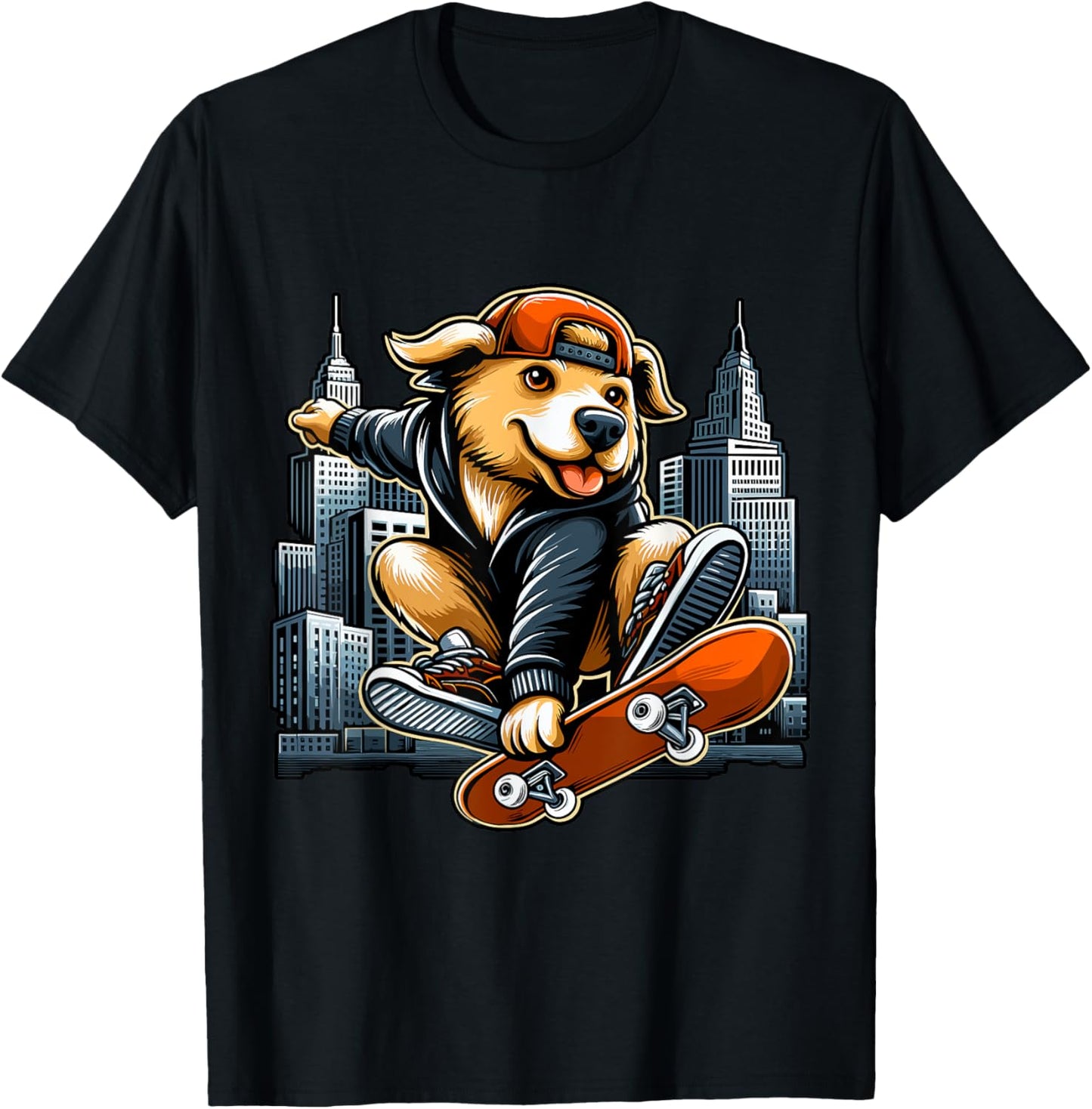 Skateboarding Dog Cool Skater Pup Women Kids T-Shirt - T-Shirt | Black