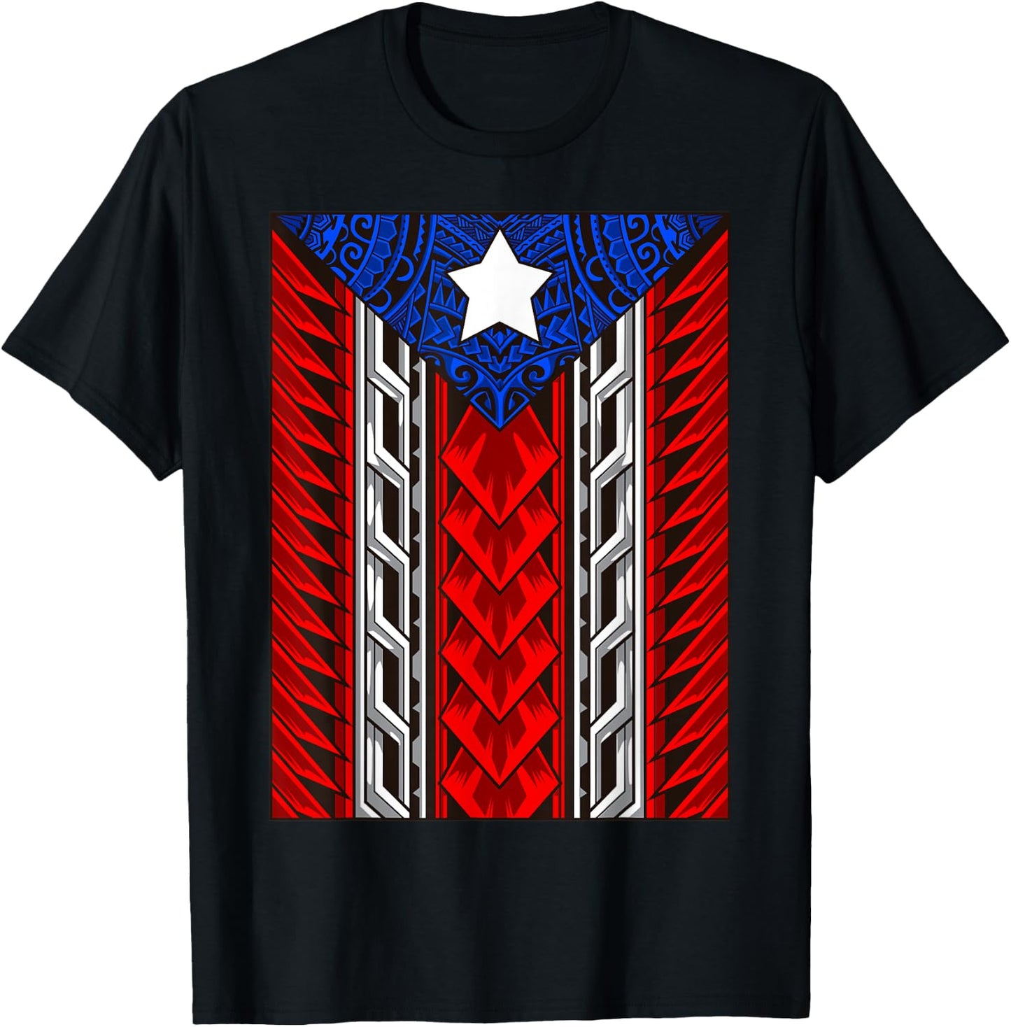 Puerto Rican Tribal Flag - Modern Boricua - Puerto Rico T-Shirt - T-Shirt | Black