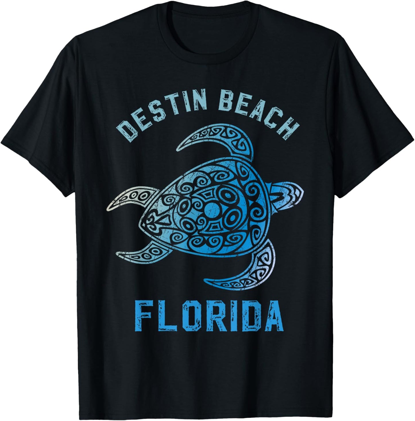Destin Beach Florida FL Sunshine State Ocean Turle Tribe T-Shirt - T-Shirt | Black