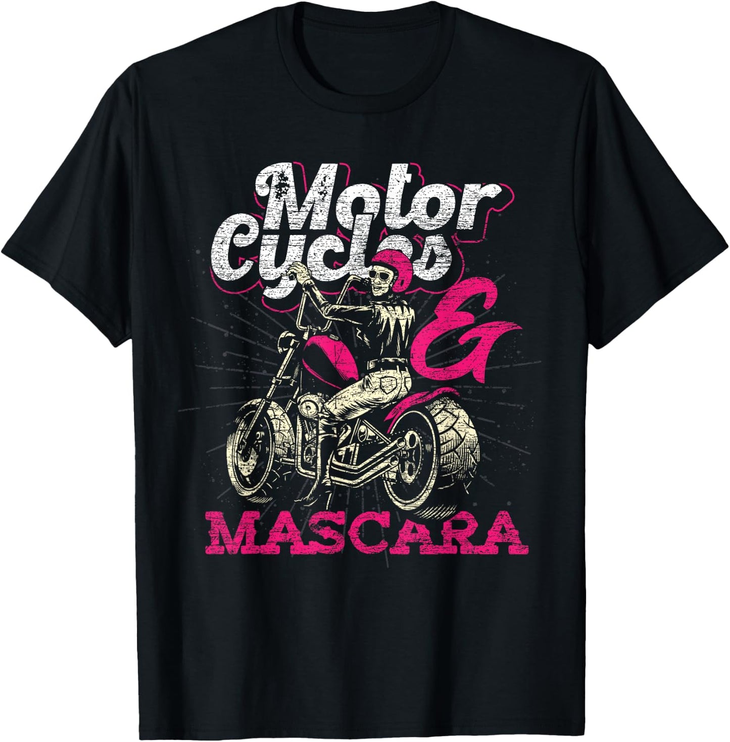 Moto Rider Women Girls Gift Motorcycles And Mascara Biker T-Shirt - T-Shirt | Black