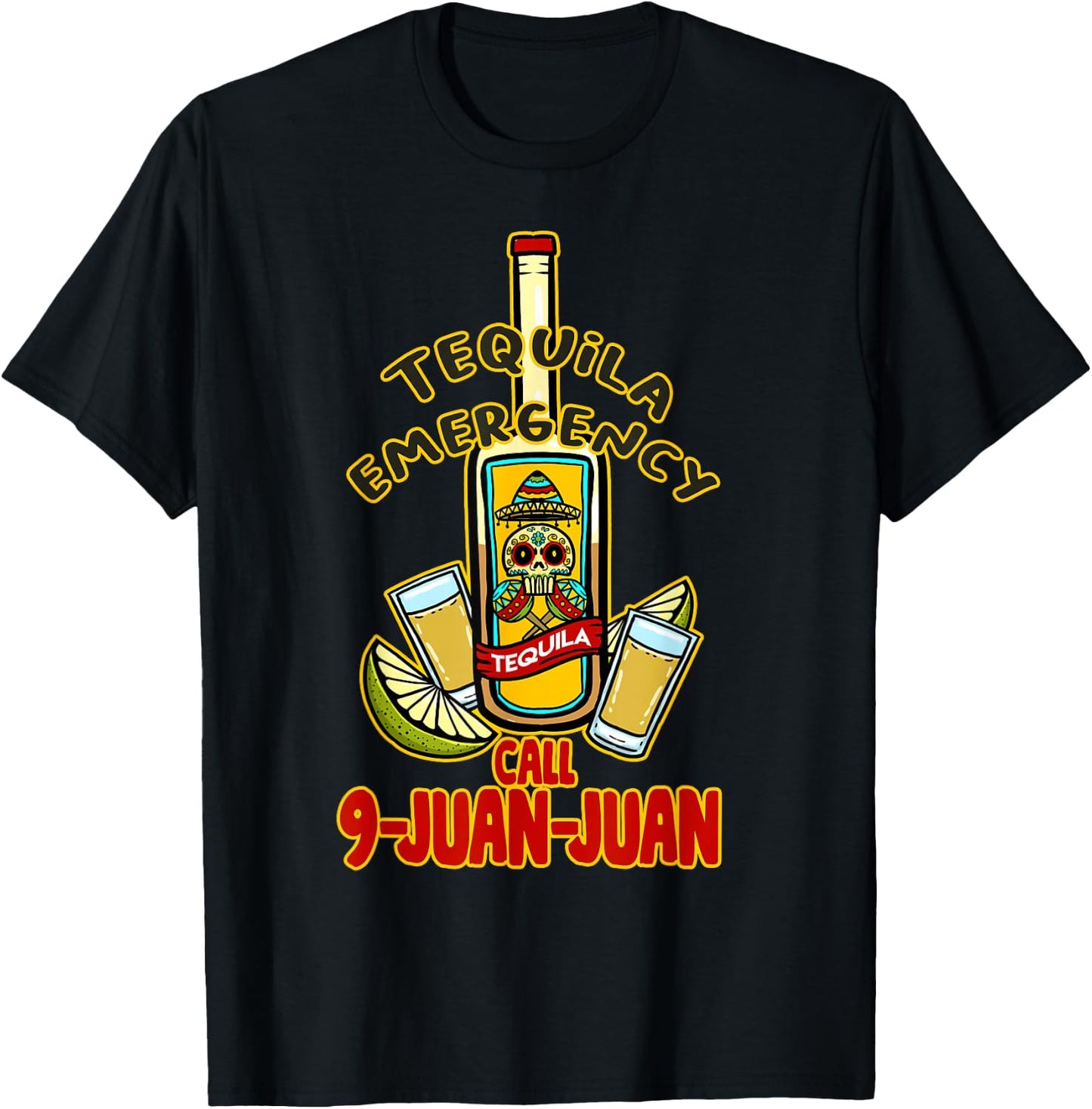 Chili Emergency Call 9 Juan Juan - Funny Mexican T-Shirt - T-Shirt | Black