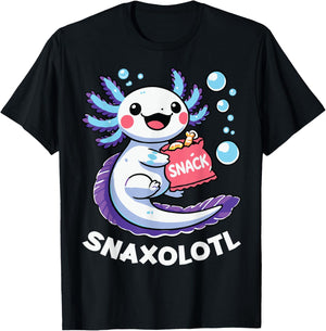 Snaxolotl Axolotl Kawaii Anime Funny Women Men Kids Snacks T-Shirt - T-Shirt | Black