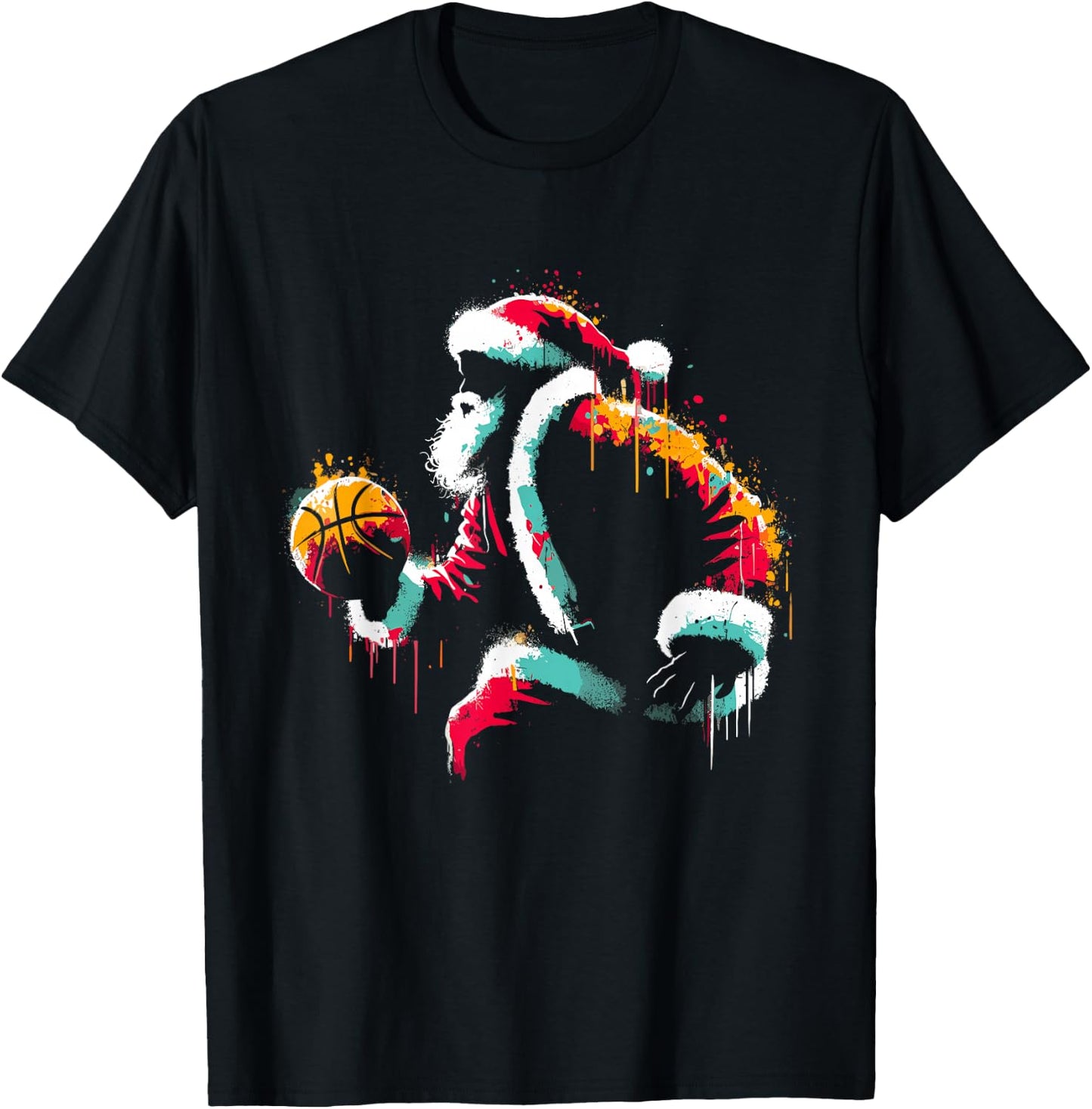 Santa Claus Basketball - Vintage Christmas Costume Lover T-Shirt - T-Shirt | Black