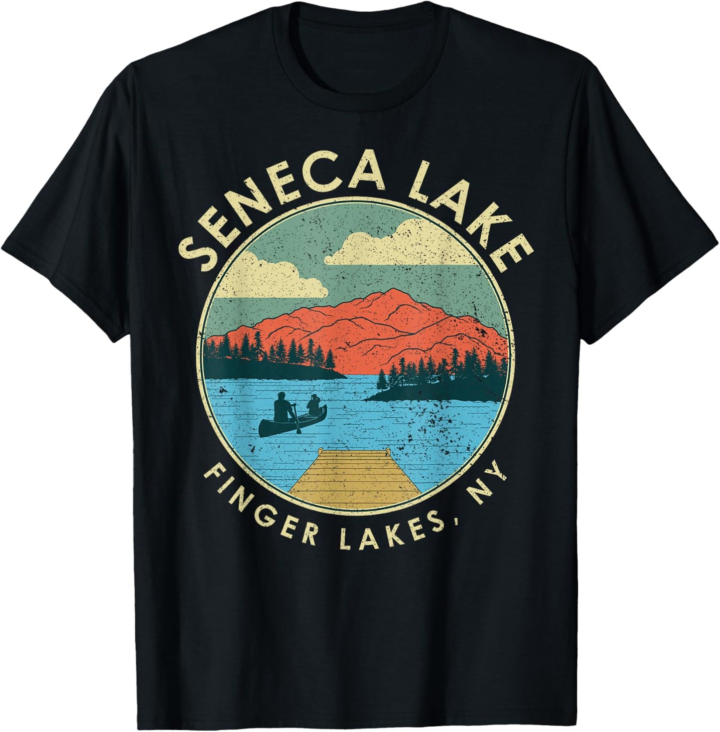 Finger Lakes NY New York Seneca Lake T-Shirt - T-Shirt | Black