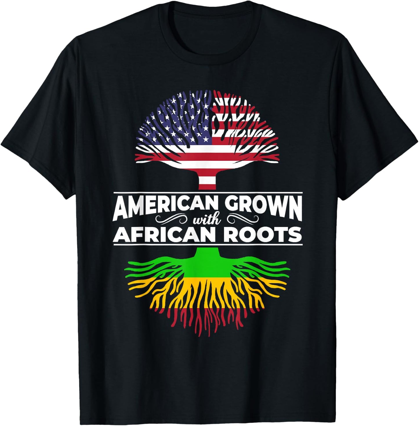 American Grown African Roots USA Flag Black History Month T-Shirt - T-Shirt | Black