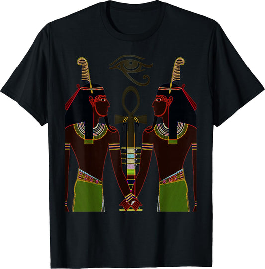 Egyptian God Shu Kemetic Egypt Kemet African Gift T-Shirt - T-Shirt | Black