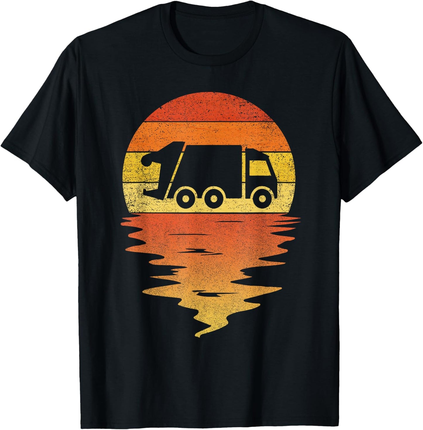 Garbage truck shirt retro sunset 70s vintage Garbage truck T-Shirt - T-Shirt | Black