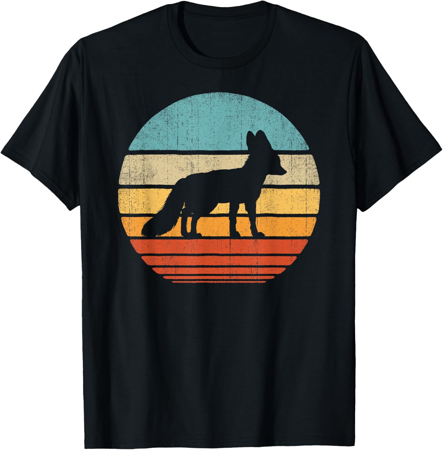 Fennec Fox Retro Vintage 60s 70s Sunset Mammal Animal Lovers T-Shirt - T-Shirt | Black