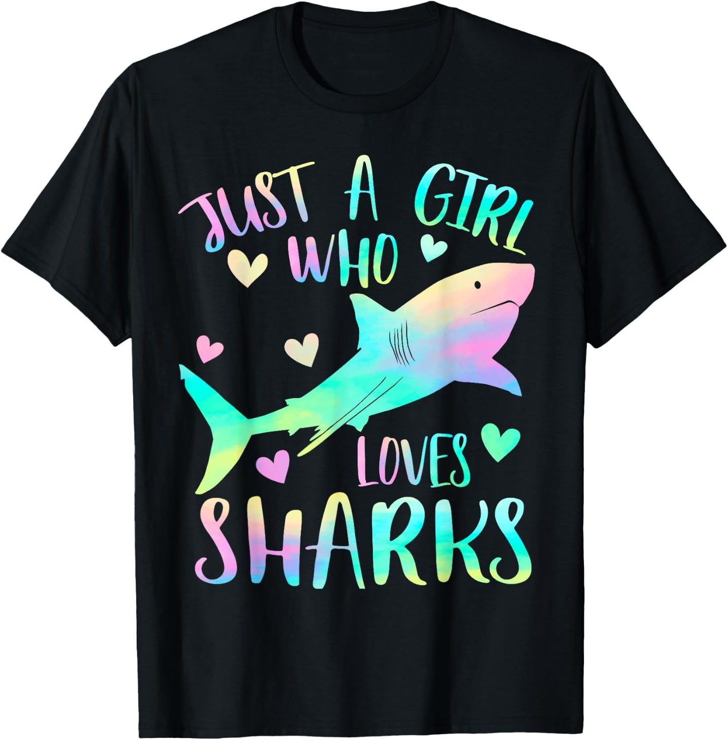 Just a Girl Who Loves Sharks Cute Shark Lover Girls Themed T-Shirt - T-Shirt | Black
