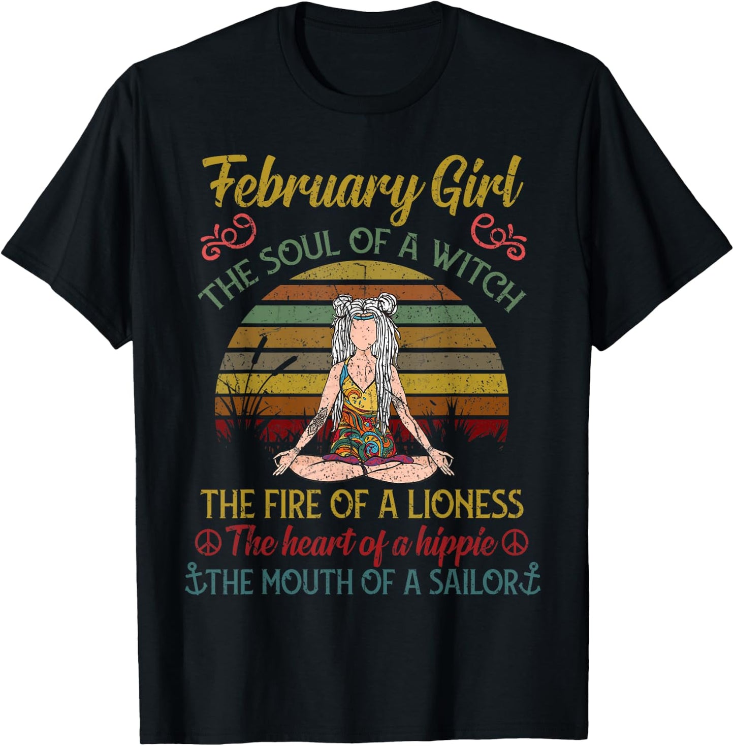 February Girl The Soul of A Witch Vintage February Birthday T-Shirt - T-Shirt | Black