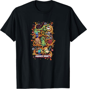 Minecraft Group Shot Funtage Arrow Composition T-Shirt - T-Shirt | Black