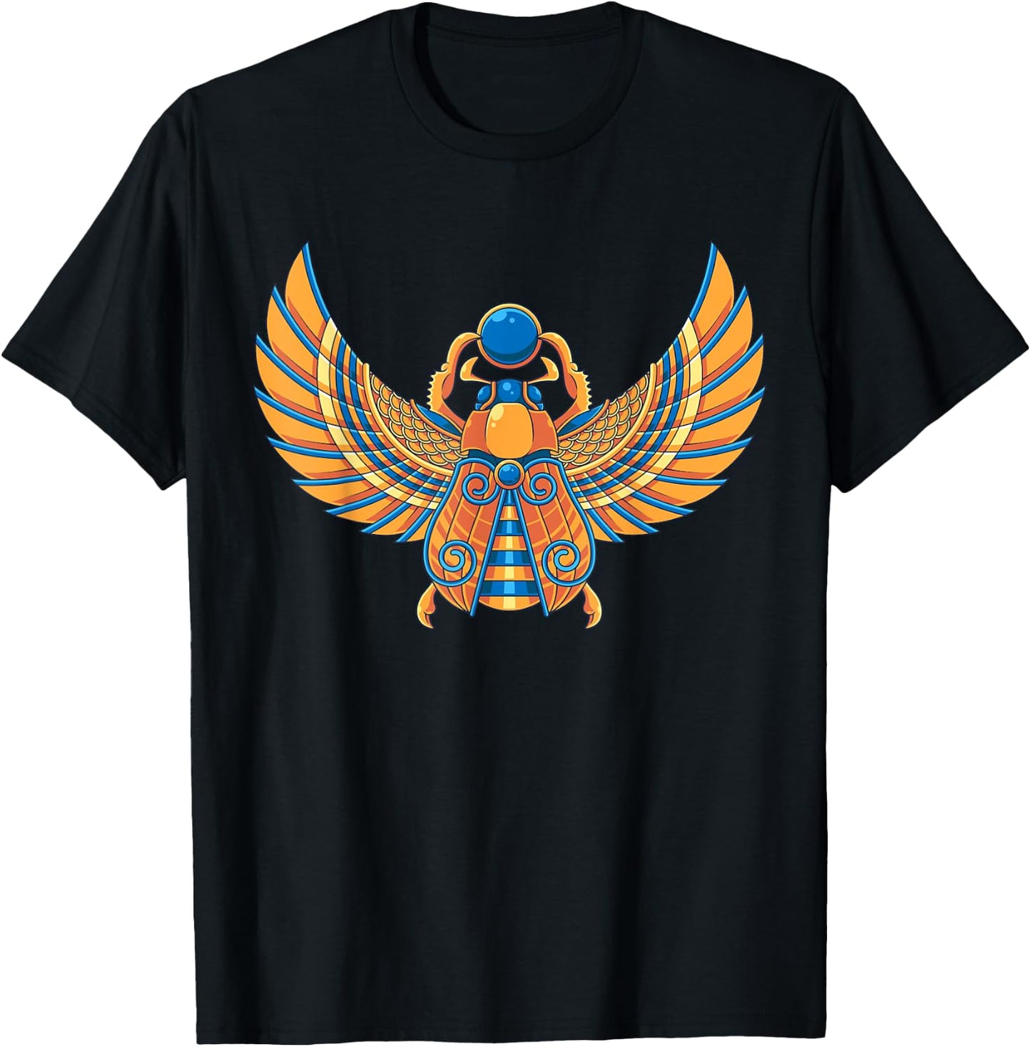 Egyptian Scarab Beetle Ankh Eye Of Horus Ancient Symbol T-Shirt - T-Shirt | Black