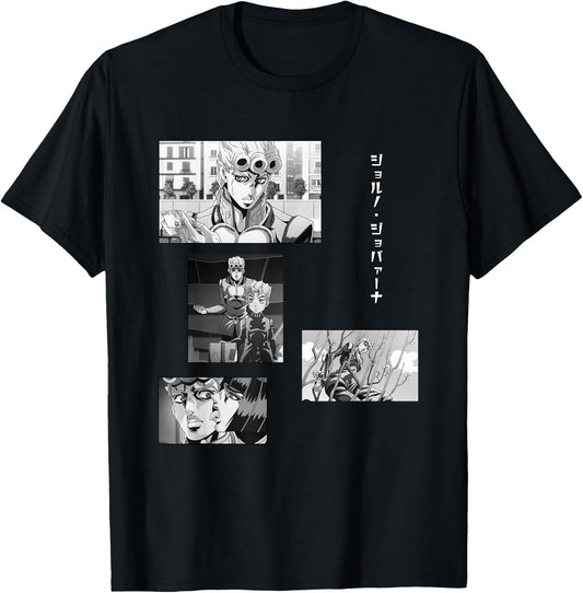 JoJo's Bizarre Adventure Giorno Collage Anime T-Shirt - T-Shirt | Black