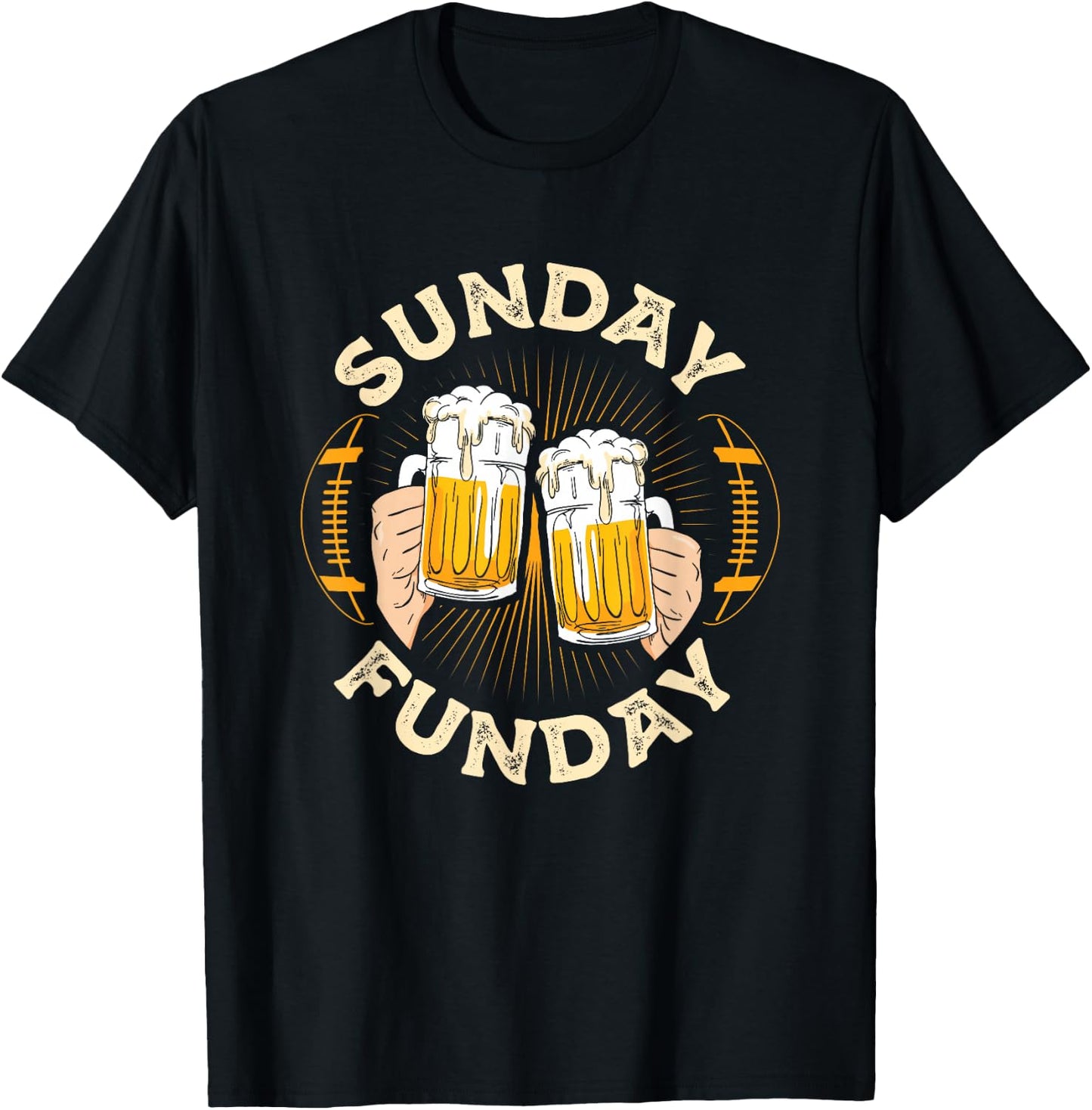 Sunday Funday Funny Football Gift Sport Lovers Football Beer T-Shirt - T-Shirt | Black