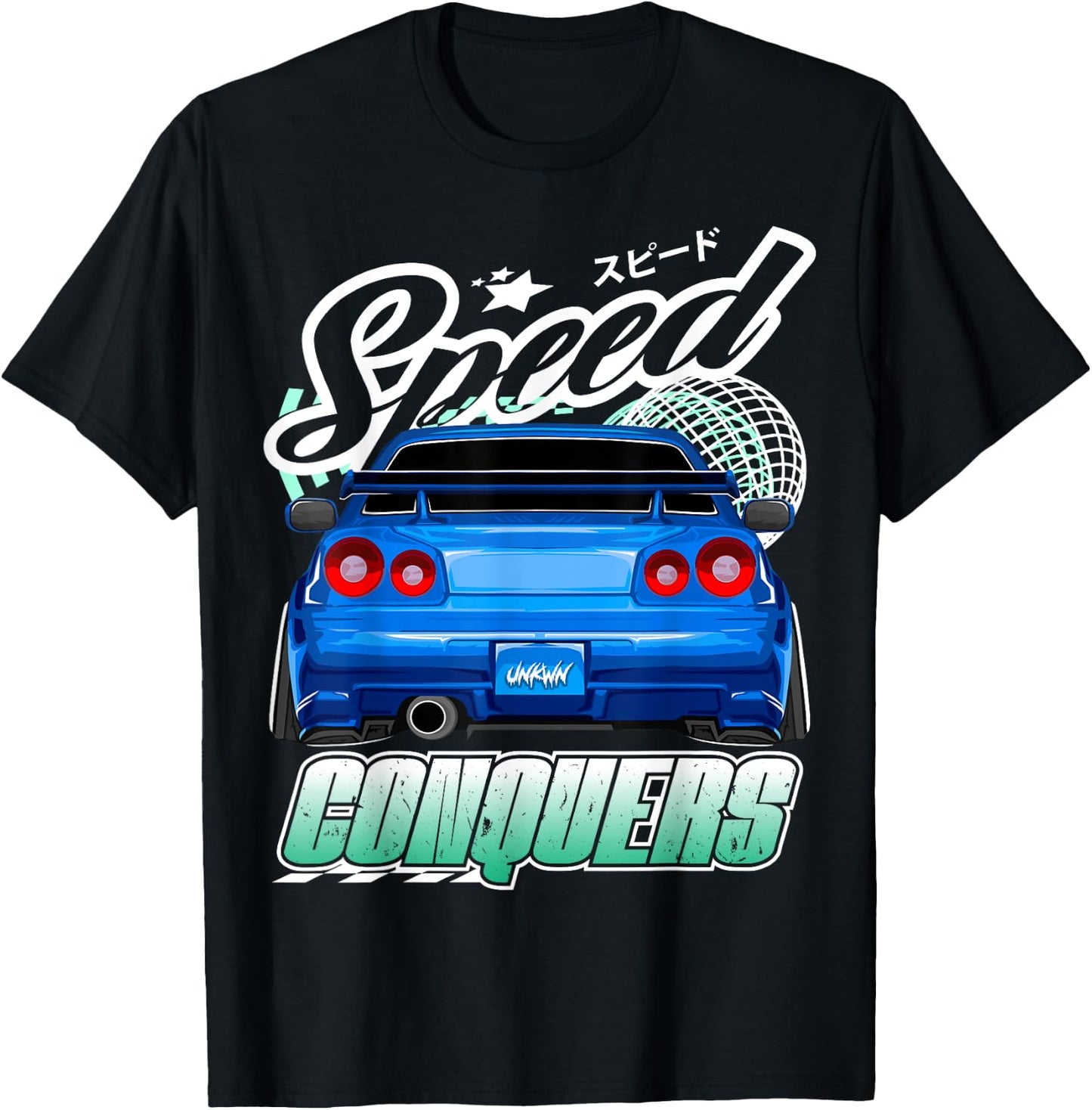 Blue Gt r 34 JDM Skyline Stance Car Drift Racing Graphic T-Shirt - T-Shirt | Black