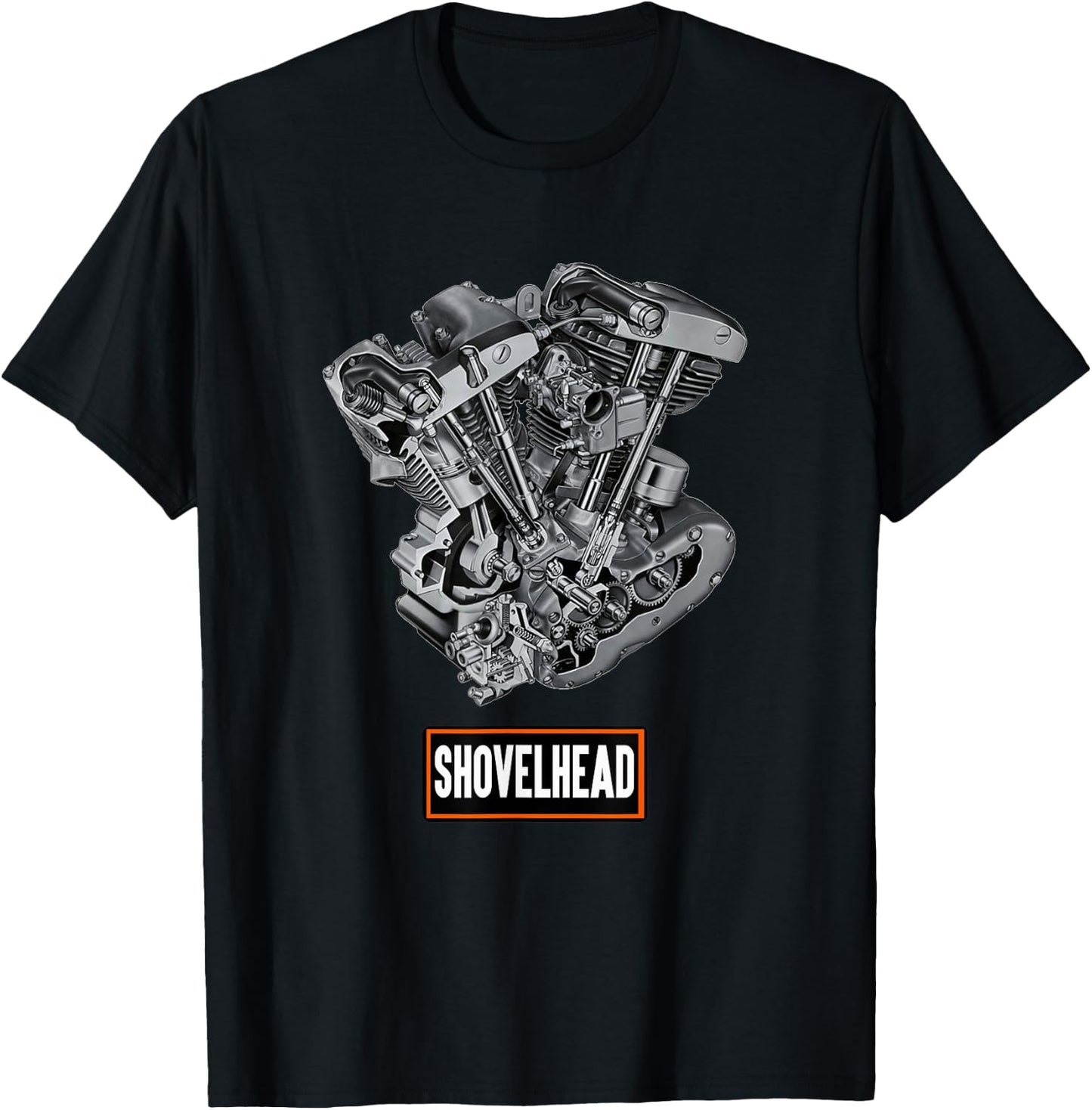 Vintage HD Motorcycle VTwin ShovelHead Engine Classic Biker T-Shirt - T-Shirt | Black