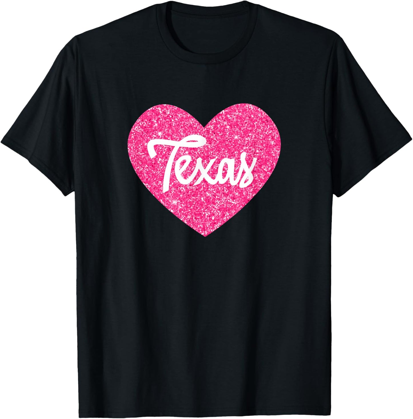 I Love Texas USA State Pink Heart Gift Girls T-Shirt - T-Shirt | Black