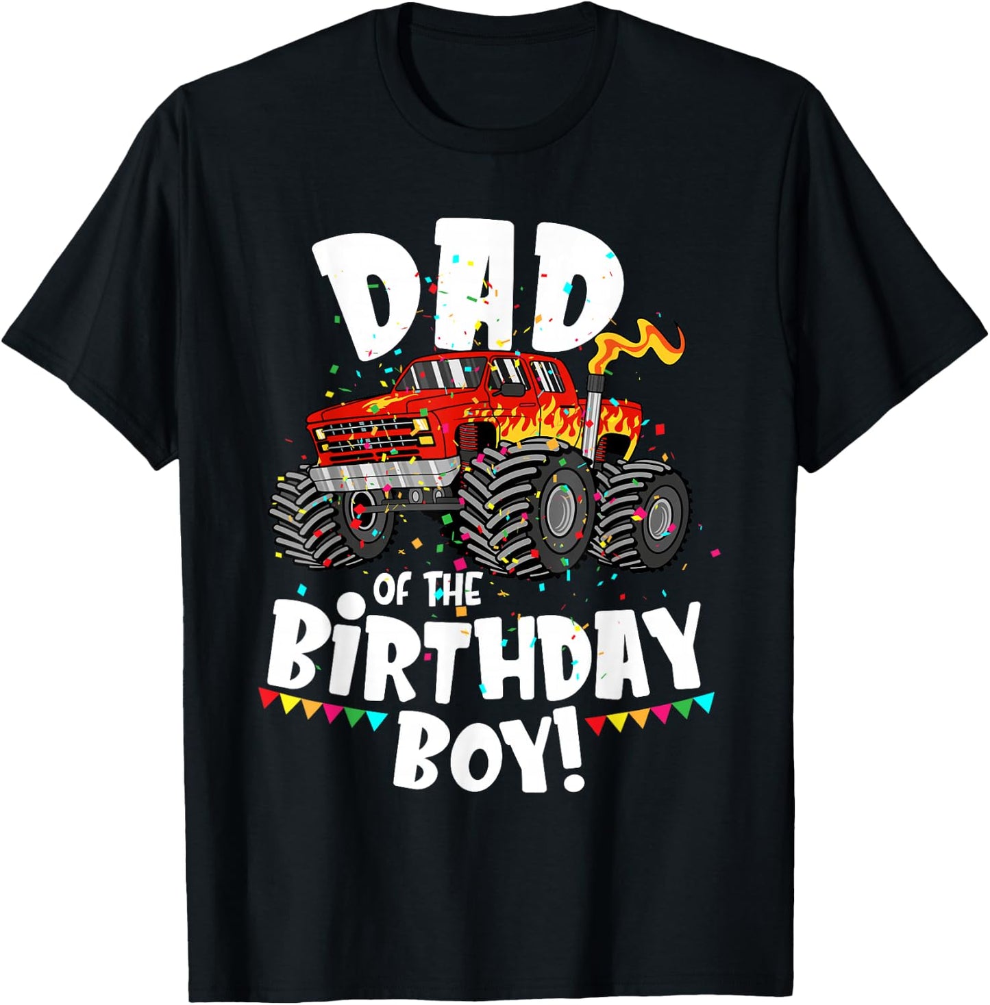Funny Monster Truck Dad Of The Birthday Boy Gift T-Shirt - T-Shirt | Black