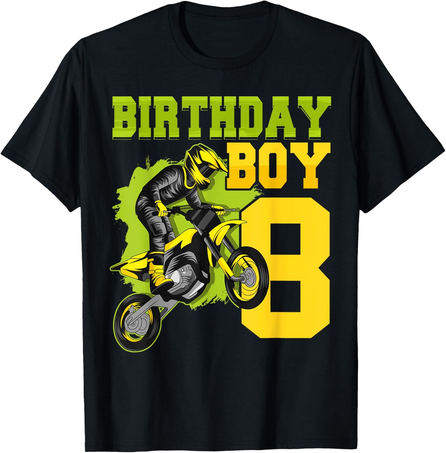 Motocross MX 8th Gift 8 Year Old Dirt Bike Birthday Party T-Shirt - T-Shirt | Black