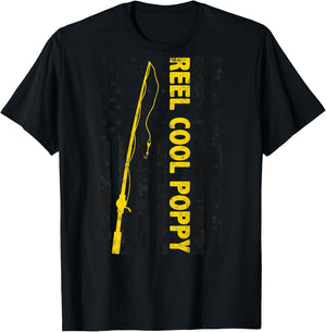 Reel cool Poppy Fishing American Flag gift Fisherman Poppy T-Shirt - T-Shirt | Black