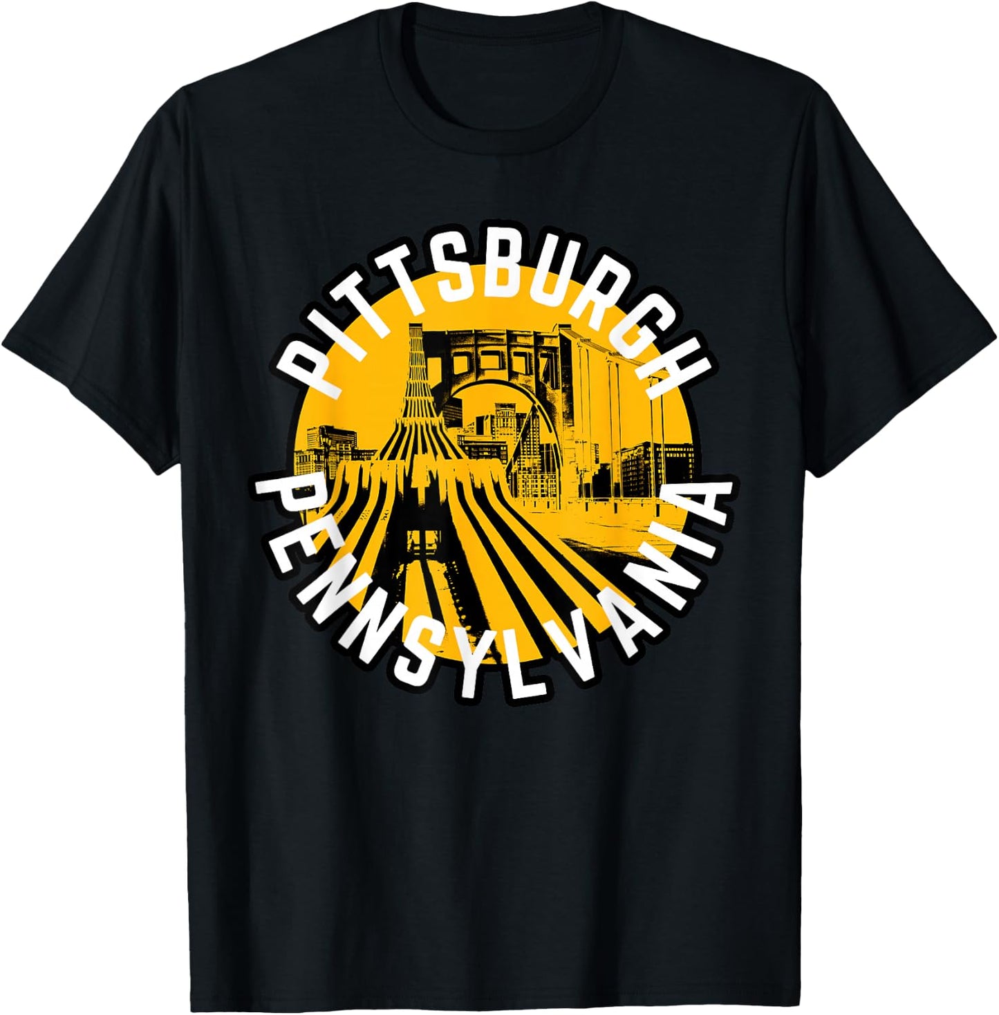Pittsburgh Pennsylvania Steel City Skyline Bridge 412 Home T-Shirt - T-Shirt | Black