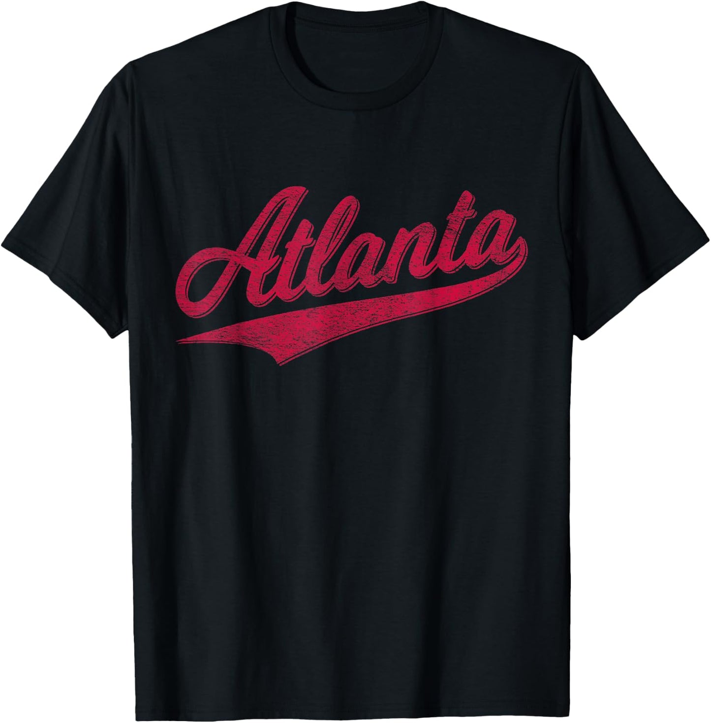 Atlanta Georgia Varsity Script Sports Jersey Vintage Style T-Shirt - T-Shirt | Black
