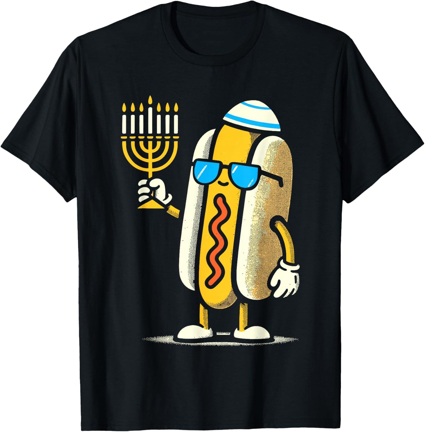 Jewish Hotdog Funny Hanukkah Pajamas Chanukah PJs T-Shirt - T-Shirt | Black