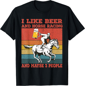 I like beer and horse racing and maybe 3 people Vintage T-Shirt - T-Shirt | Black