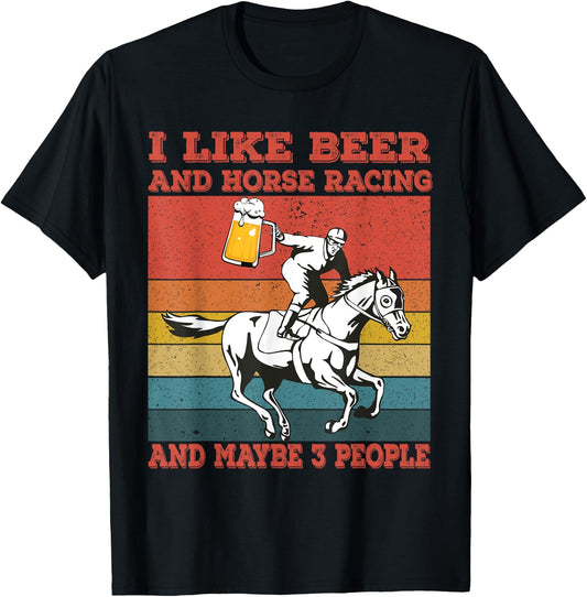 I like beer and horse racing and maybe 3 people Vintage T-Shirt - T-Shirt | Black