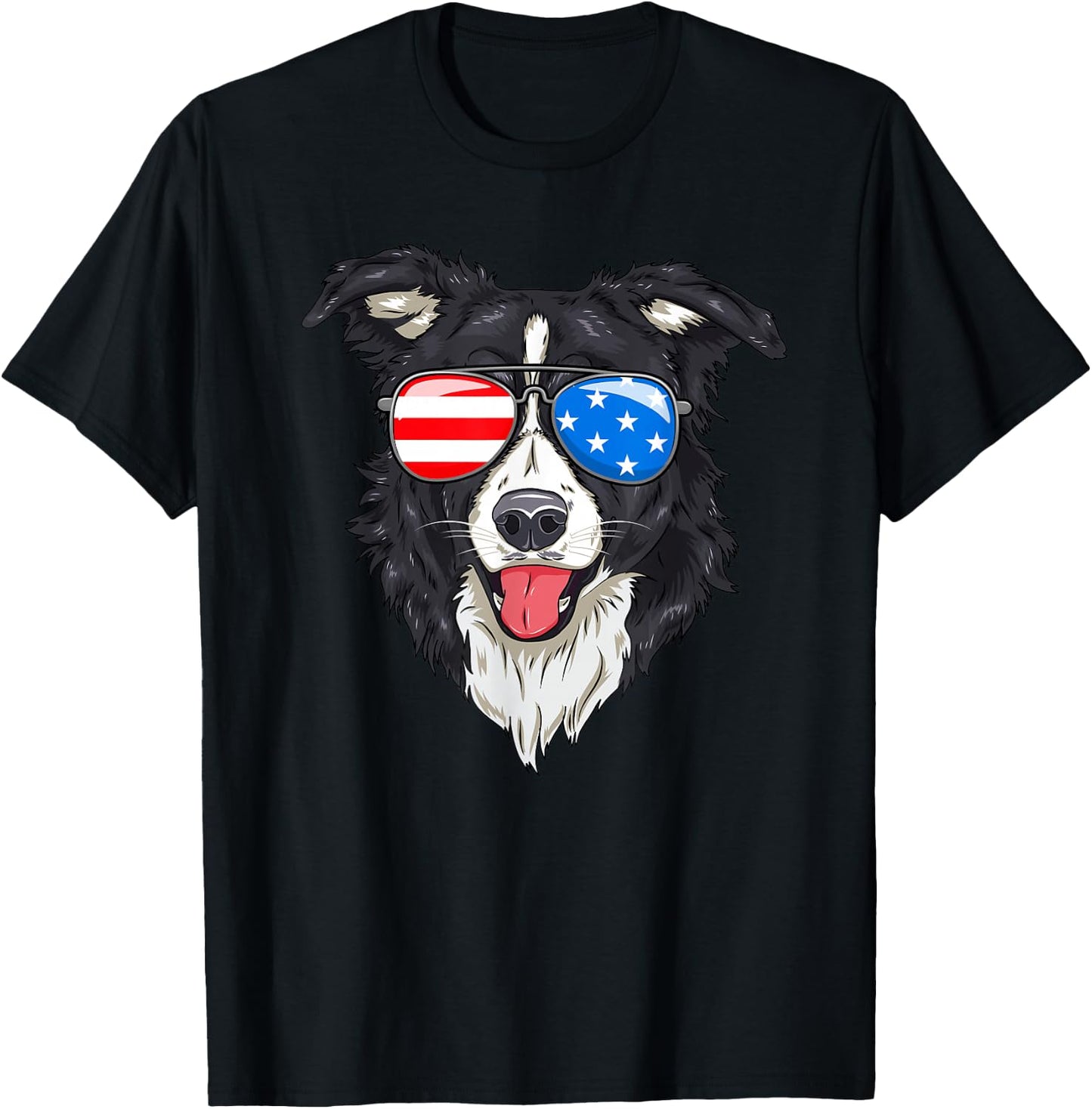Border Collie Lover Patriotic Dog 4th of July American Gift T-Shirt - T-Shirt | Black