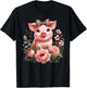 Pig With Leopard Headband Flower Cute Pig Lover T-Shirt - T-Shirt | Black